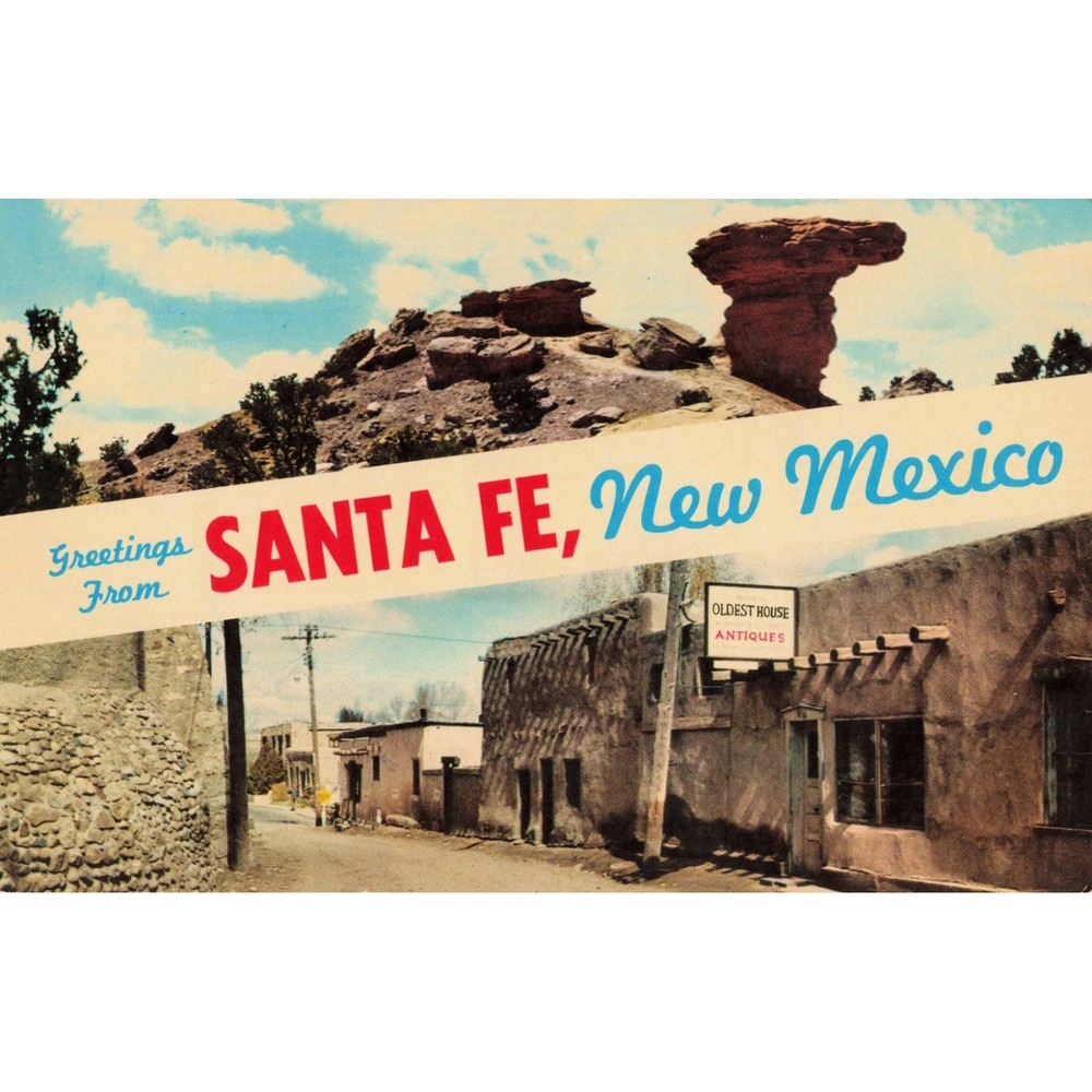 Vintage Santa Fe New Mexico Postcard Rock Camel Oldest House SF-34 Petley Studio